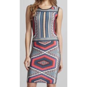 Aaron Ashe Small Montana Sheath Mini Dress Gray Marrakech Print Sleeveless